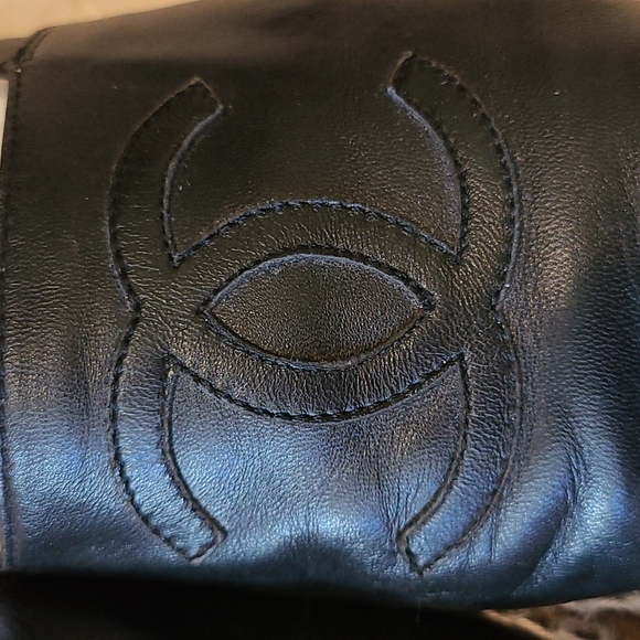 CHANEL Black Lambskin Leather CC Logo Espadrilles [size 38] - Picture 2 of 10